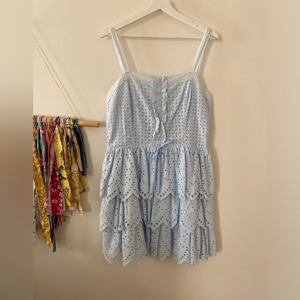 Stellah Light Blue Eyelet Midi Dress